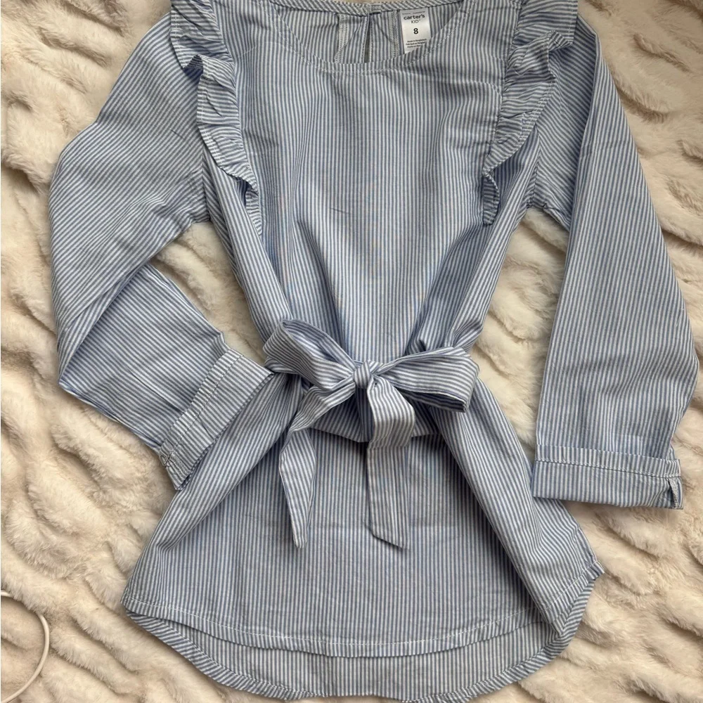 Carter's Blue Striped Casual Kids Dress - Picture 1 of 8